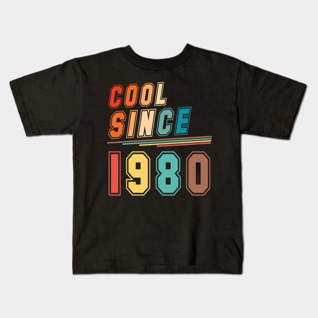 Vintage Style Cool Since 1980 Kids T-Shirt by Adikka